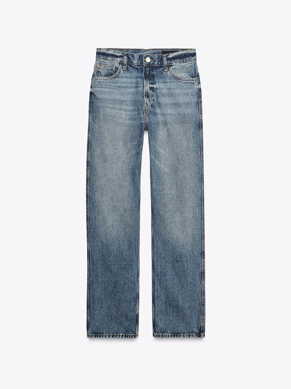 NWOT Zara ZW Collection Straight High-Waist Jeans (Mid-Blue)